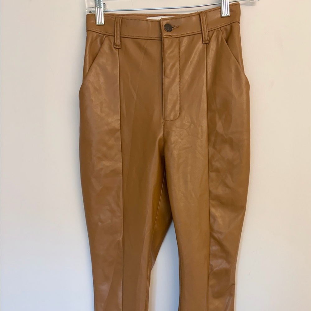 Abercrombie & Fitch Camel Leather Trousers